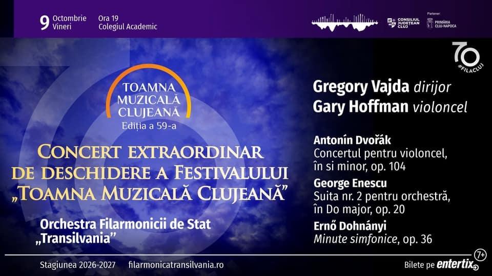 Festivalul Toamna Muzicală Clujeană 2026 se deschide cu concertul Filarmonicii Transilvania